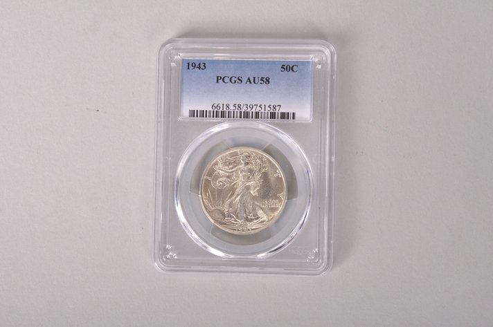 1943 Walking Liberty Half Dollar Graded AU58 by PCGS