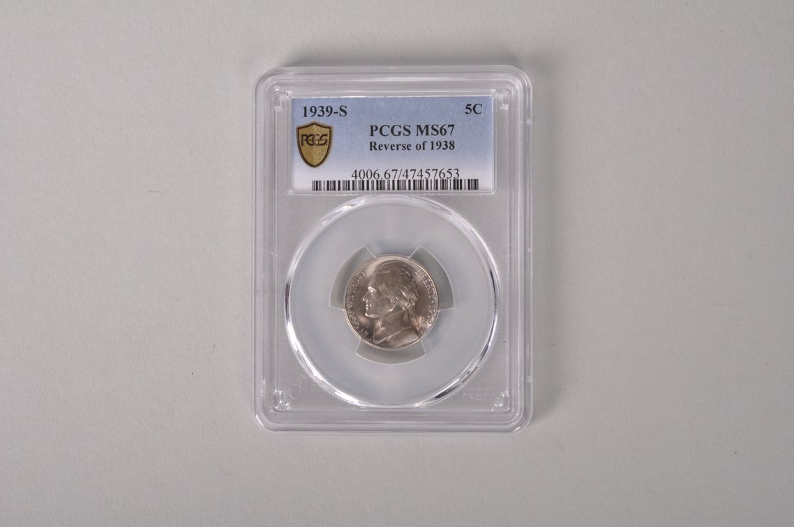1939S Rev of 38 Jefferson Nickel Graded MS67 by PCGS, photo 2 of 8