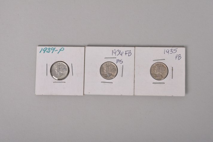 1935, 1936, and 1939 Uncirculated Mercury Dimes