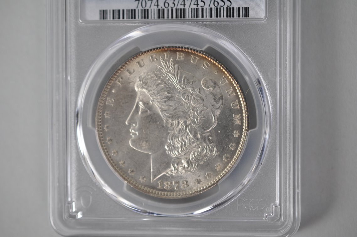 Graded and Slabbed Mint Condition Morgan Silver Dollar, photo 2 of 9