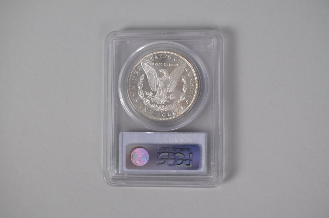 Graded and Slabbed Mint Condition Morgan Silver Dollar, photo 4 of 5