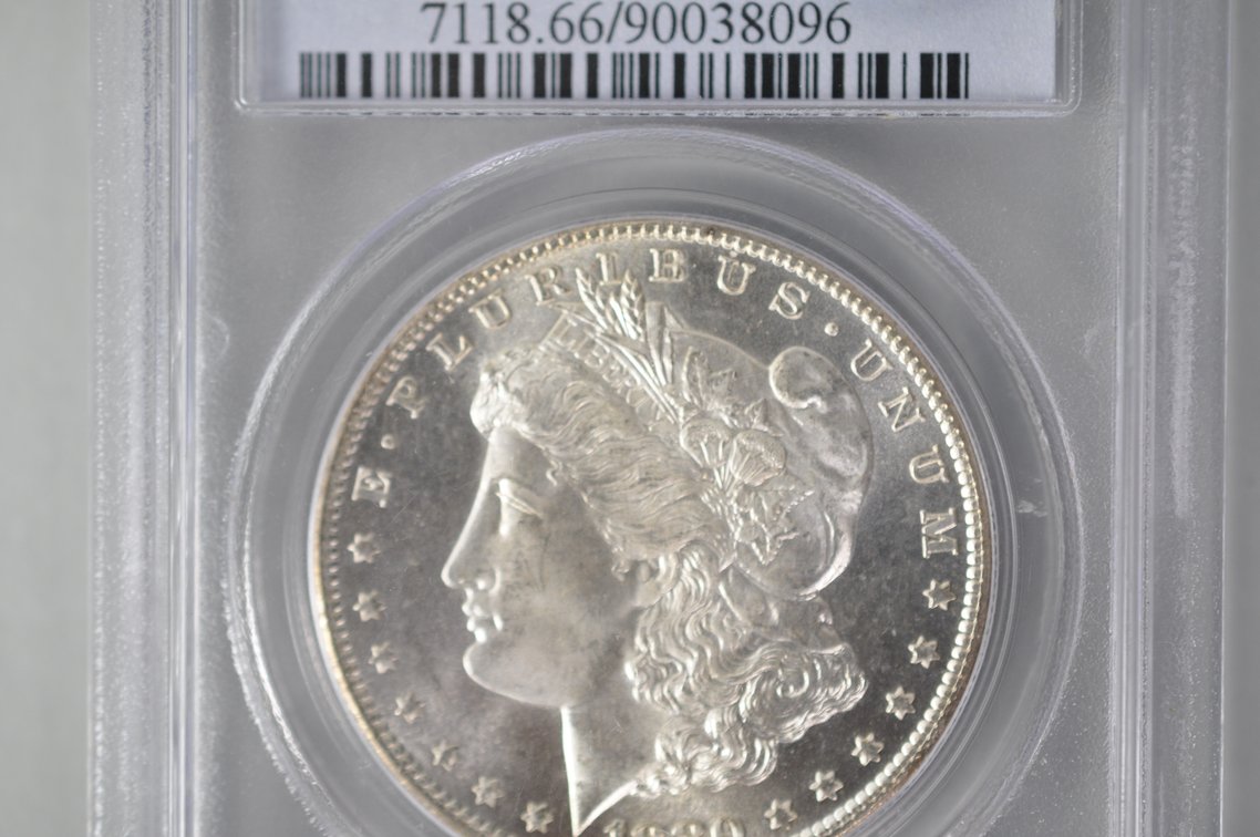 Graded and Slabbed Mint Condition Morgan Silver Dollar, photo 3 of 8