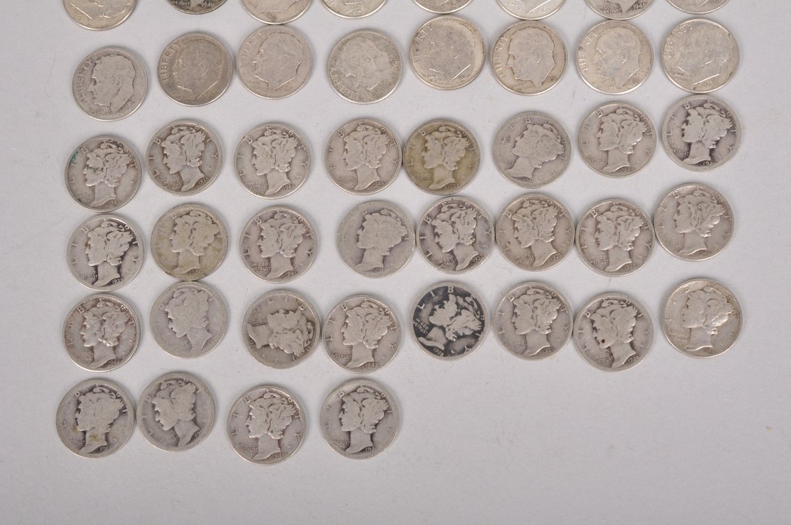 Average Circulated Silver Roosevelt and Mercury Dimes, photo 6 of 17