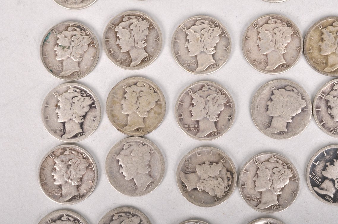 Average Circulated Silver Roosevelt and Mercury Dimes, photo 7 of 17