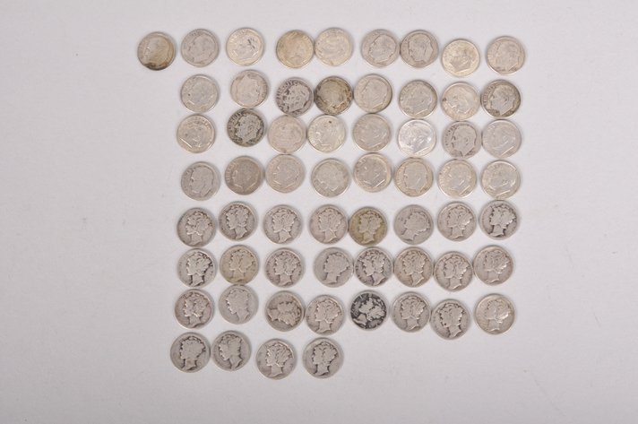 Average Circulated Silver Roosevelt and Mercury Dimes