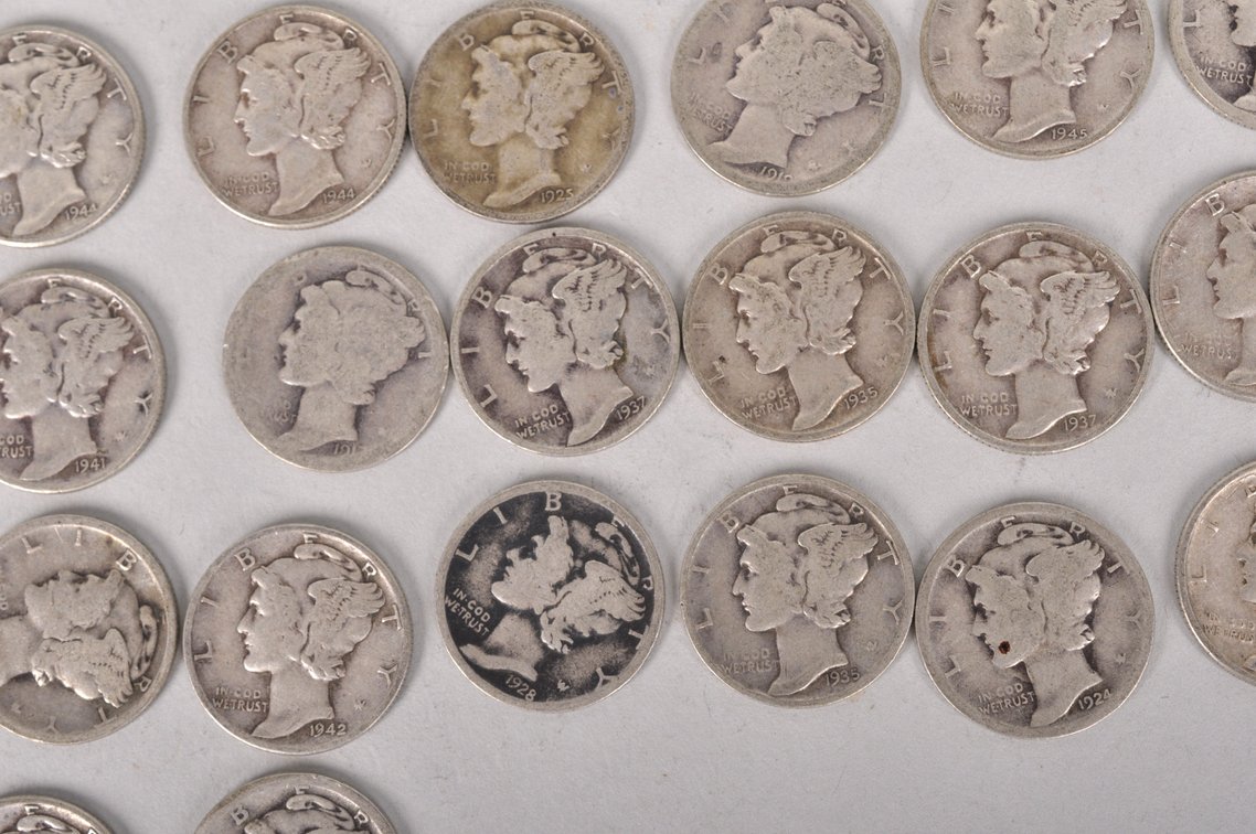 Average Circulated Silver Roosevelt and Mercury Dimes, photo 10 of 17