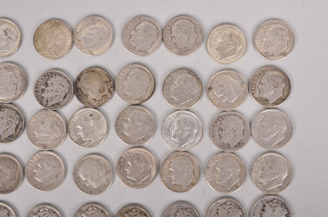Average Circulated Silver Roosevelt and Mercury Dimes, photo 3 of 17