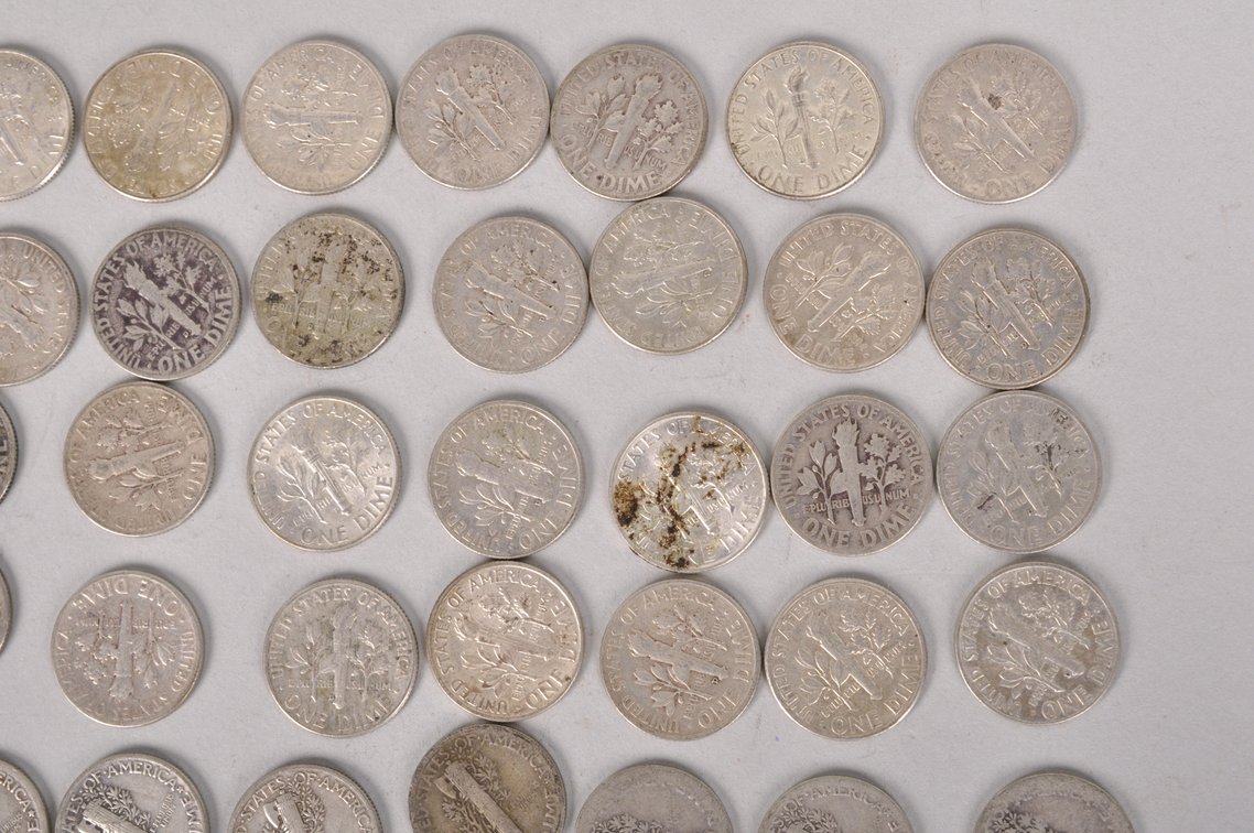 Average Circulated Silver Roosevelt and Mercury Dimes, photo 13 of 17