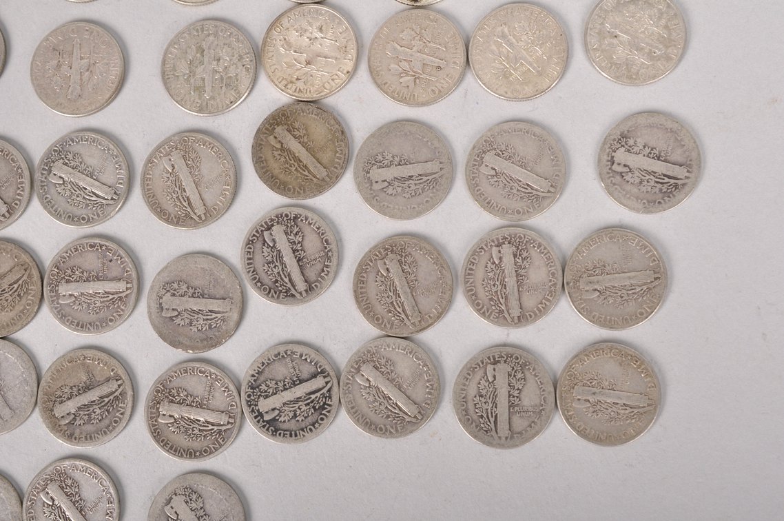 Average Circulated Silver Roosevelt and Mercury Dimes, photo 15 of 17