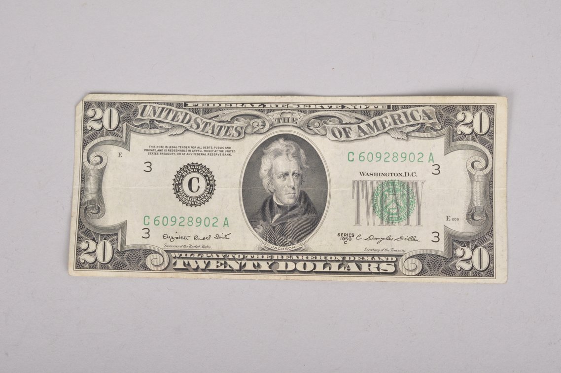 Assorted Vintage Twenty Dollar and Fifty Dollar Banknotes, photo 7 of 9