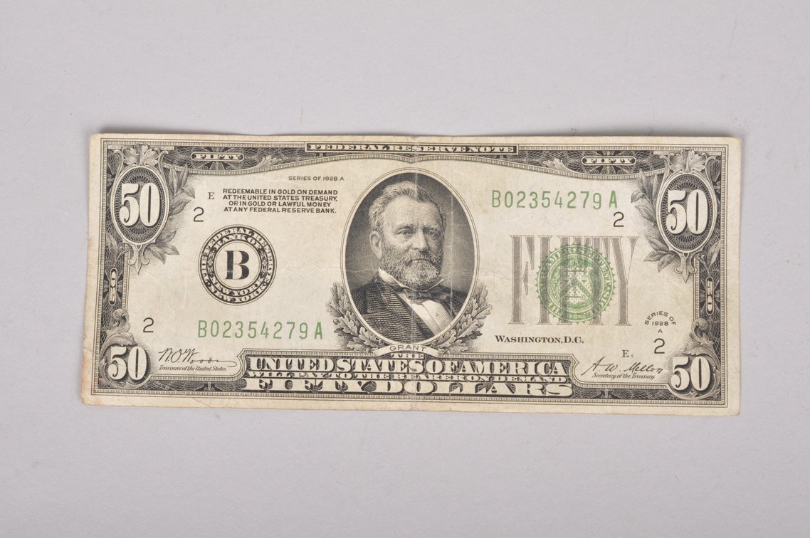 Assorted Vintage Twenty Dollar and Fifty Dollar Banknotes, photo 2 of 9
