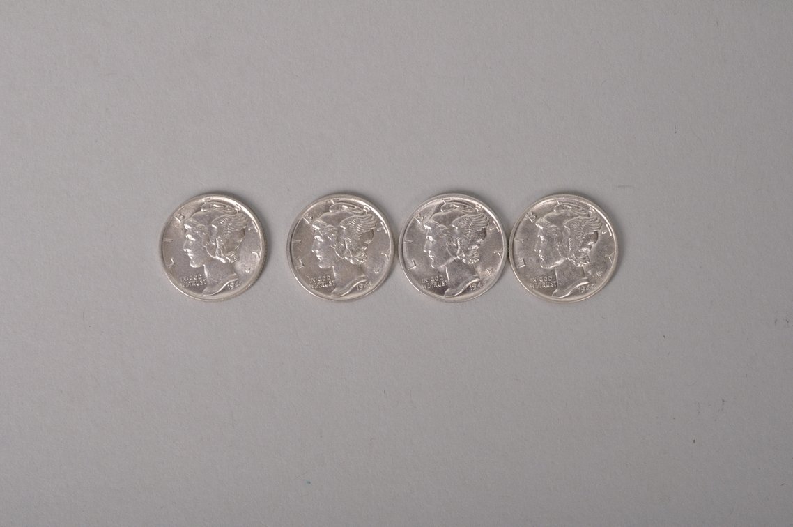 1941, 1942, 1943, and 1945 S Uncirculated Mercury Dimes, photo 2 of 7