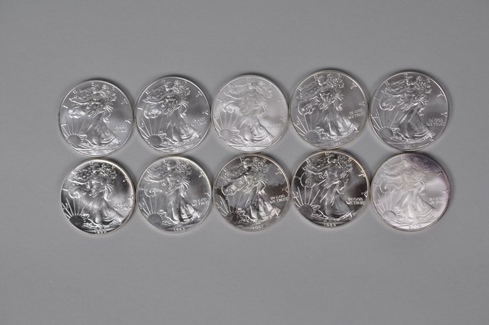 Ten American Silver Eagles