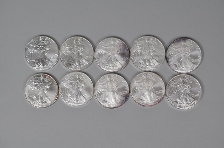 Ten American Silver Eagles