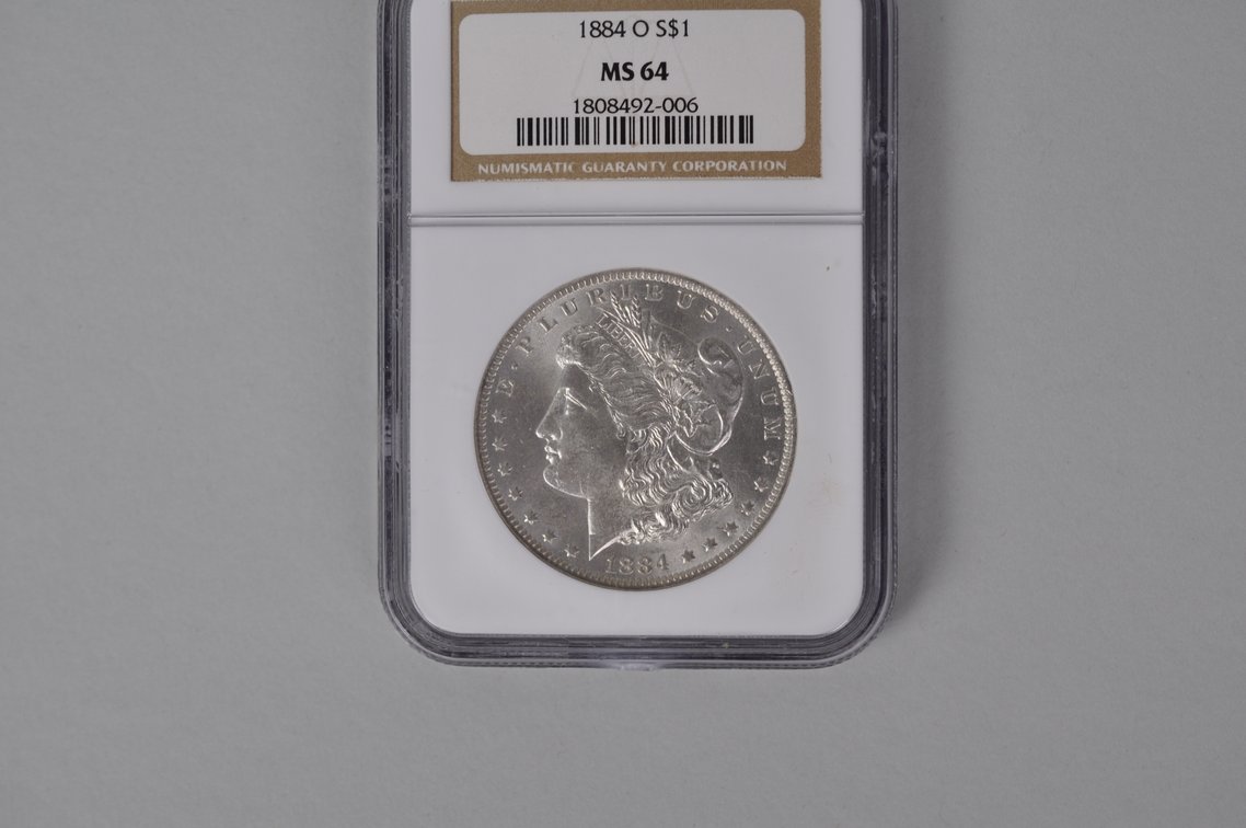 Graded and Slabbed Mint Condition Morgan Silver Dollar, photo 4 of 7
