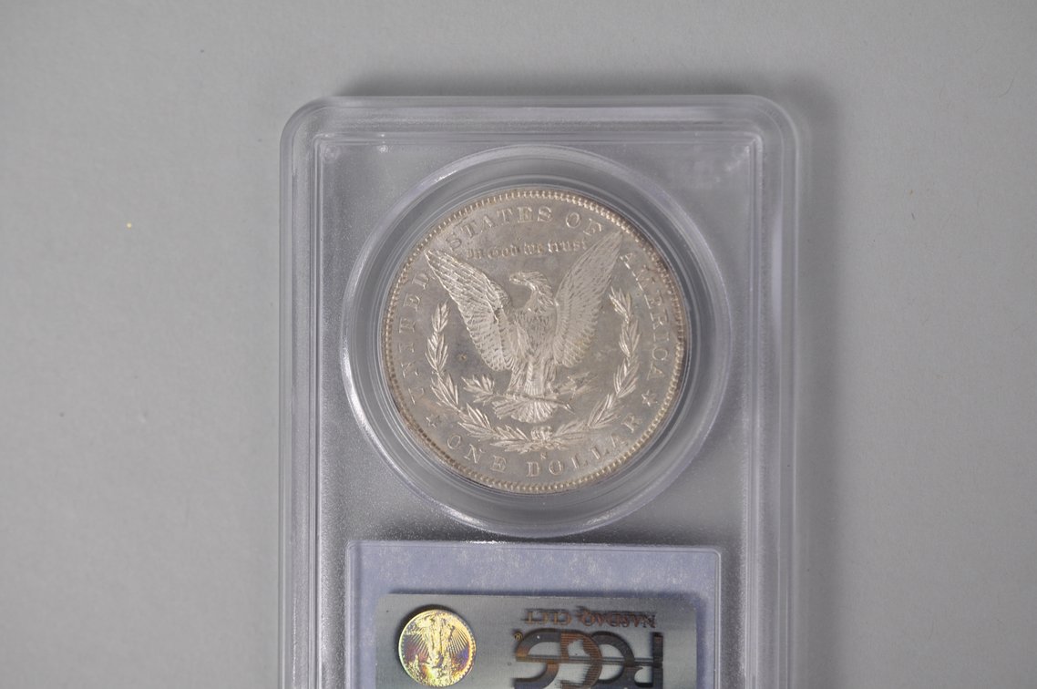 Graded and Slabbed Mint Condition Morgan Silver Dollar, photo 5 of 6