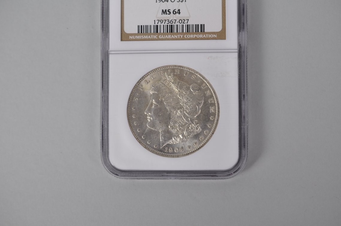 Graded and Slabbed Mint Condition Morgan Silver Dollar, photo 2 of 5