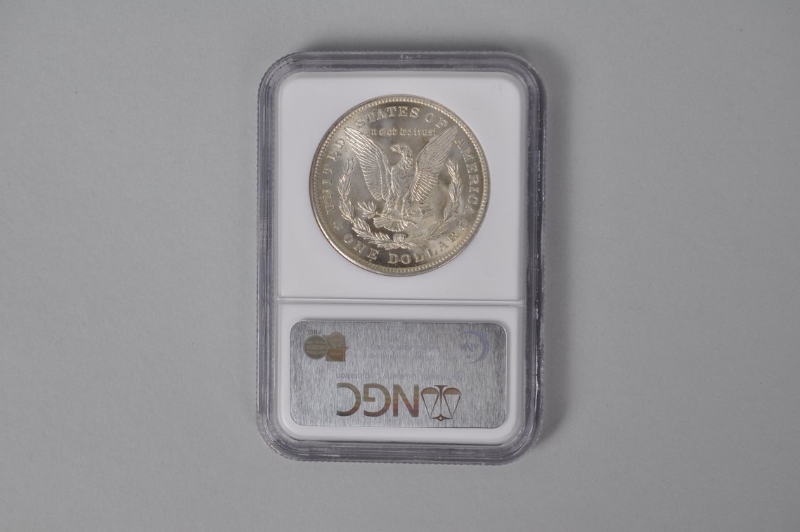 Graded and Slabbed Mint Condition Morgan Silver Dollar, photo 4 of 6