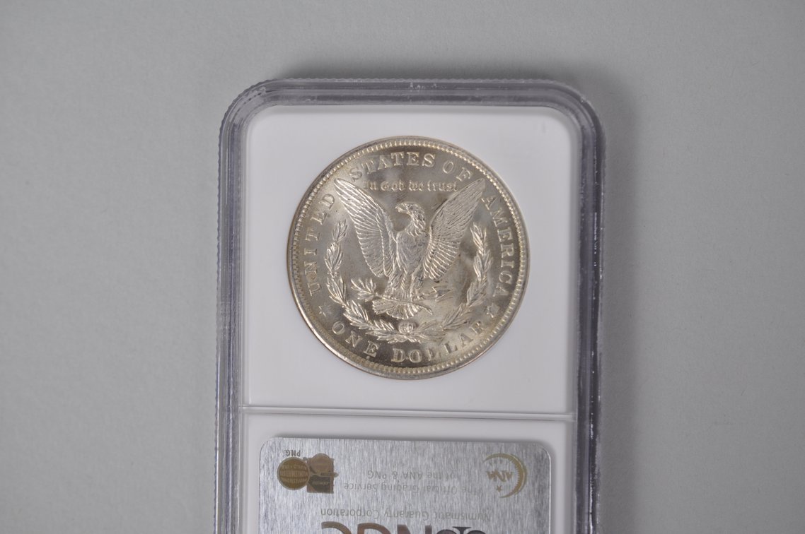 Graded and Slabbed Mint Condition Morgan Silver Dollar, photo 5 of 6