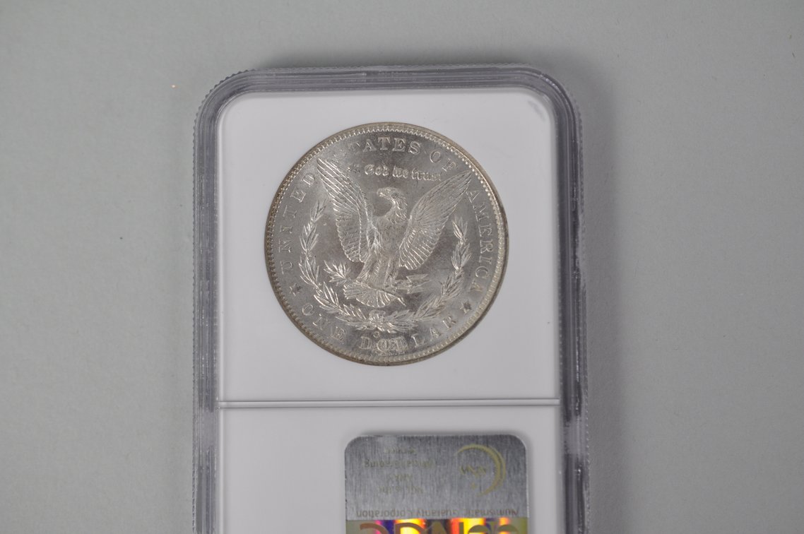 Graded and Slabbed Mint Condition Morgan Silver Dollar, photo 5 of 5
