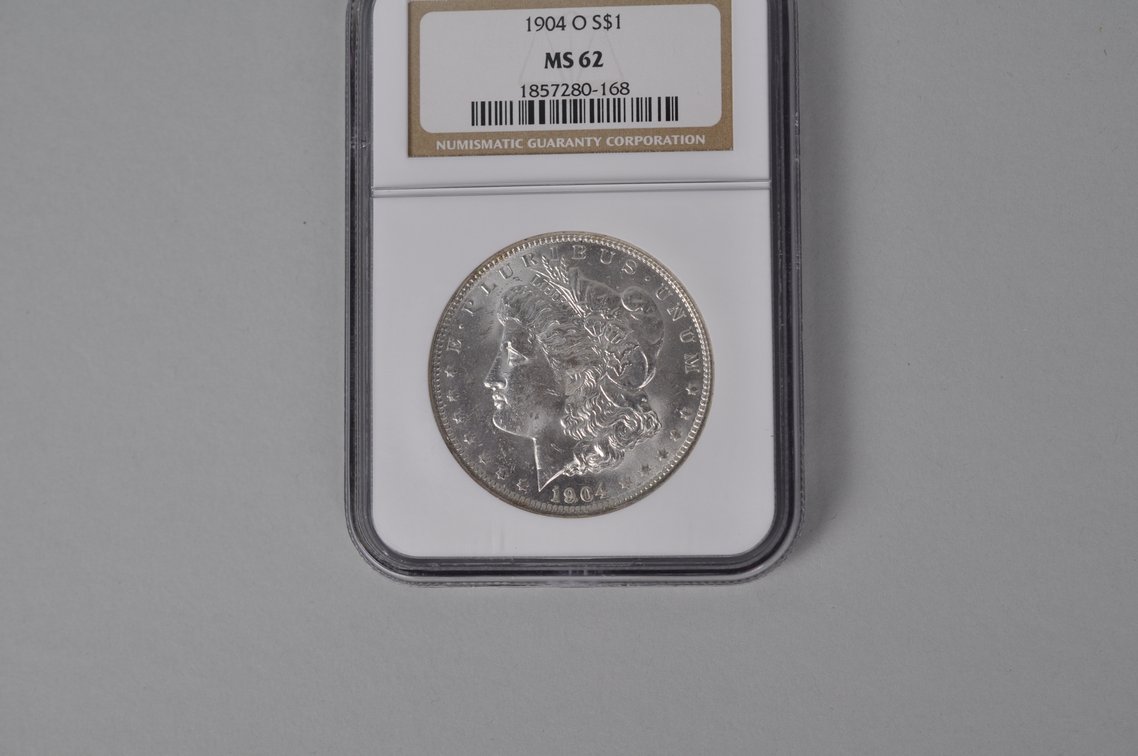 Graded and Slabbed Mint Condition Morgan Silver Dollar, photo 3 of 6