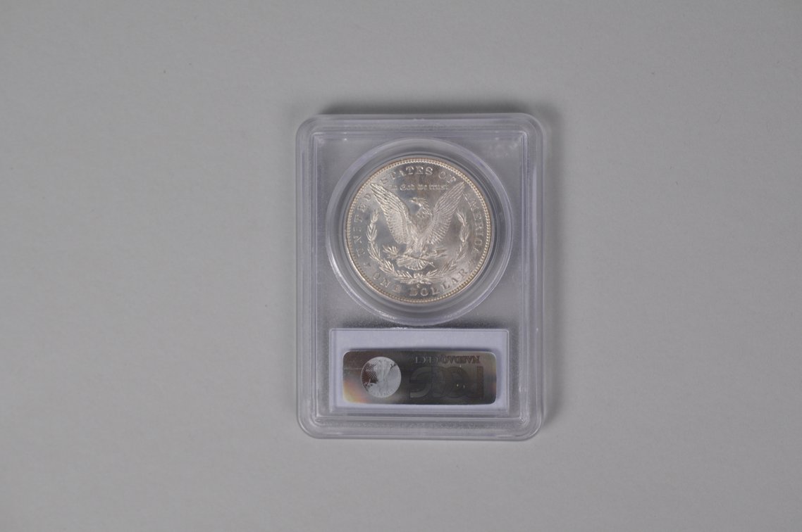 Graded and Slabbed Mint Condition Morgan Silver Dollar, photo 4 of 6