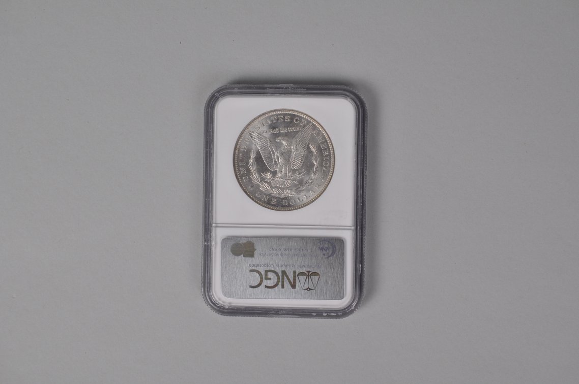Graded and Slabbed Mint Condition Morgan Silver Dollar, photo 4 of 6