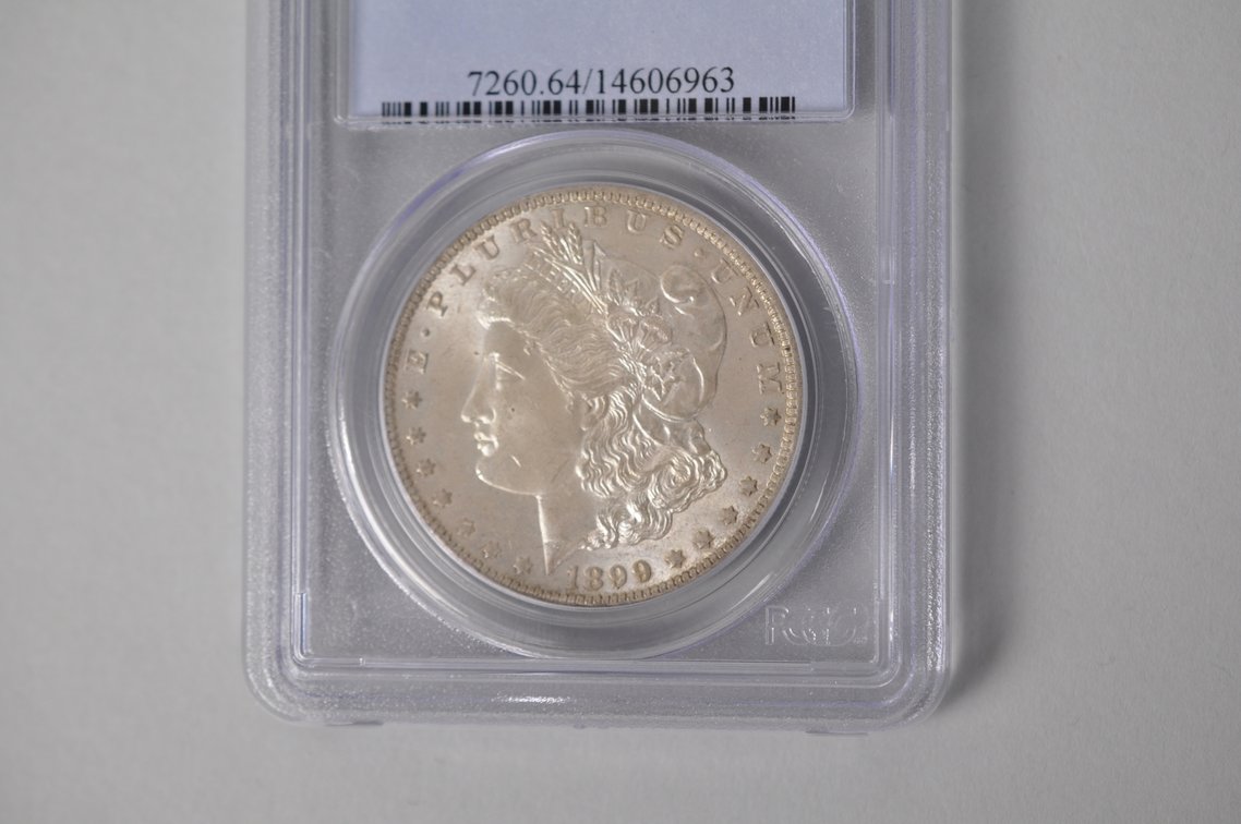 Graded and Slabbed Mint Condition Morgan Silver Dollar, photo 3 of 6