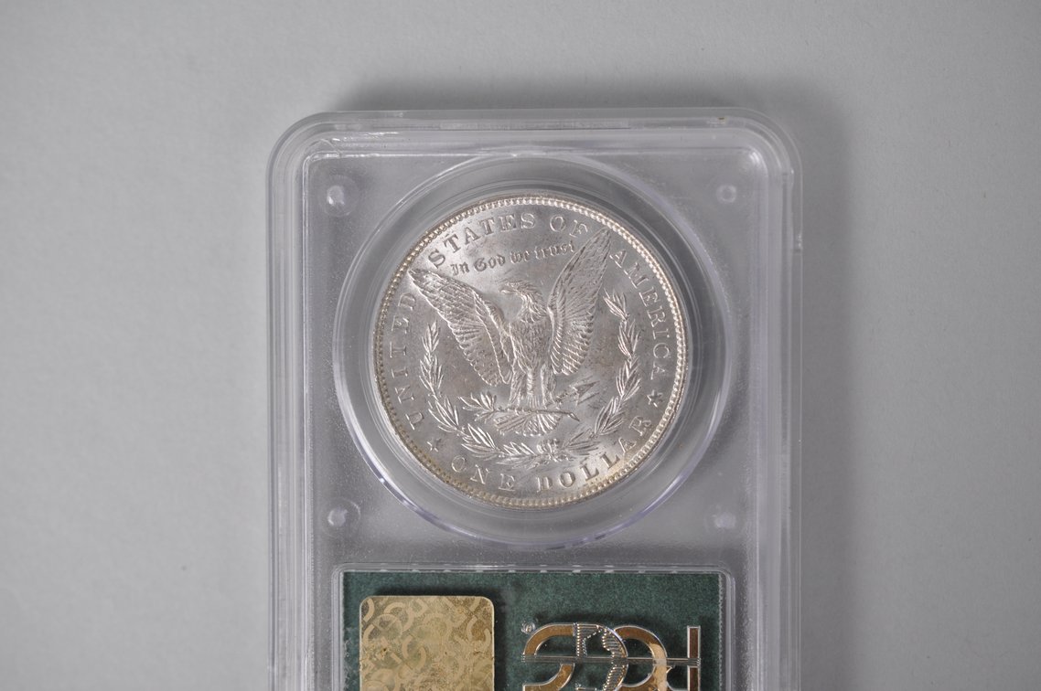 Graded and Slabbed Mint Condition 1882 Morgan Silver Dollar, photo 5 of 6