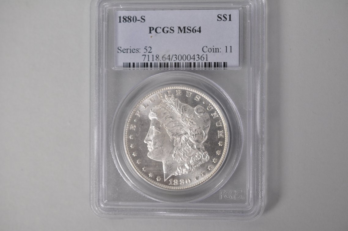 Graded and Slabbed Mint Condition Morgan Silver Dollar, photo 3 of 6