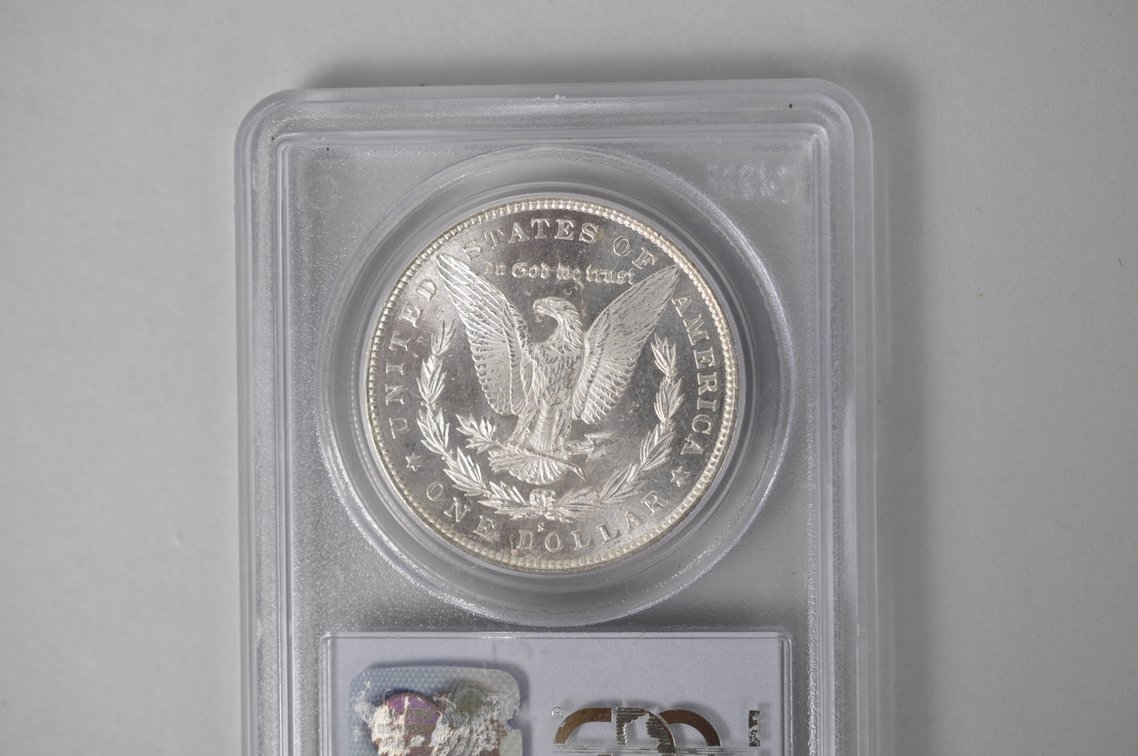 Graded and Slabbed Mint Condition Morgan Silver Dollar, photo 5 of 6