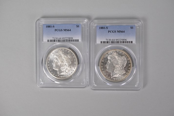 Graded and Slabbed Mint Condition Morgan Silver Dollars