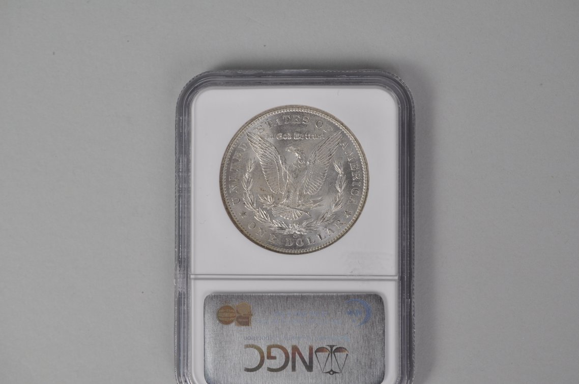 Graded and Slabbed Mint Condition Morgan Silver Dollar, photo 4 of 5