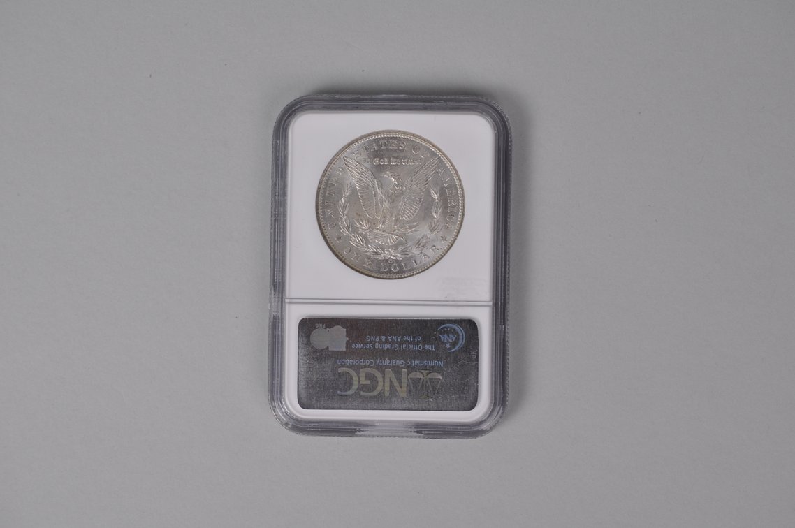 Graded and Slabbed Mint Condition Morgan Silver Dollar, photo 3 of 5