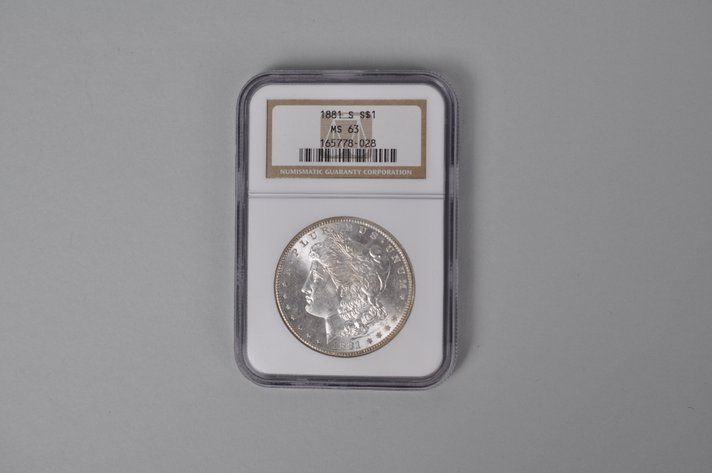 Graded and Slabbed Mint Condition 1881 Morgan Silver Dollar