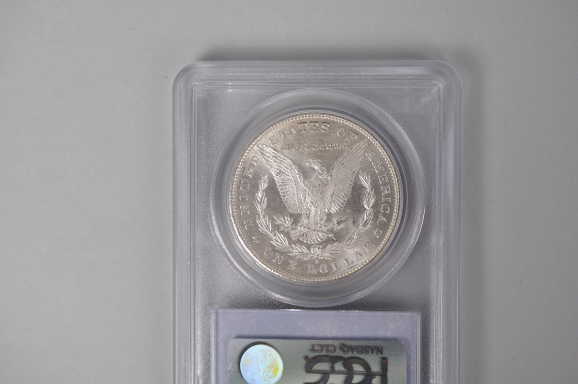 Graded and Slabbed Mint Condition Morgan Silver Dollar, photo 5 of 6