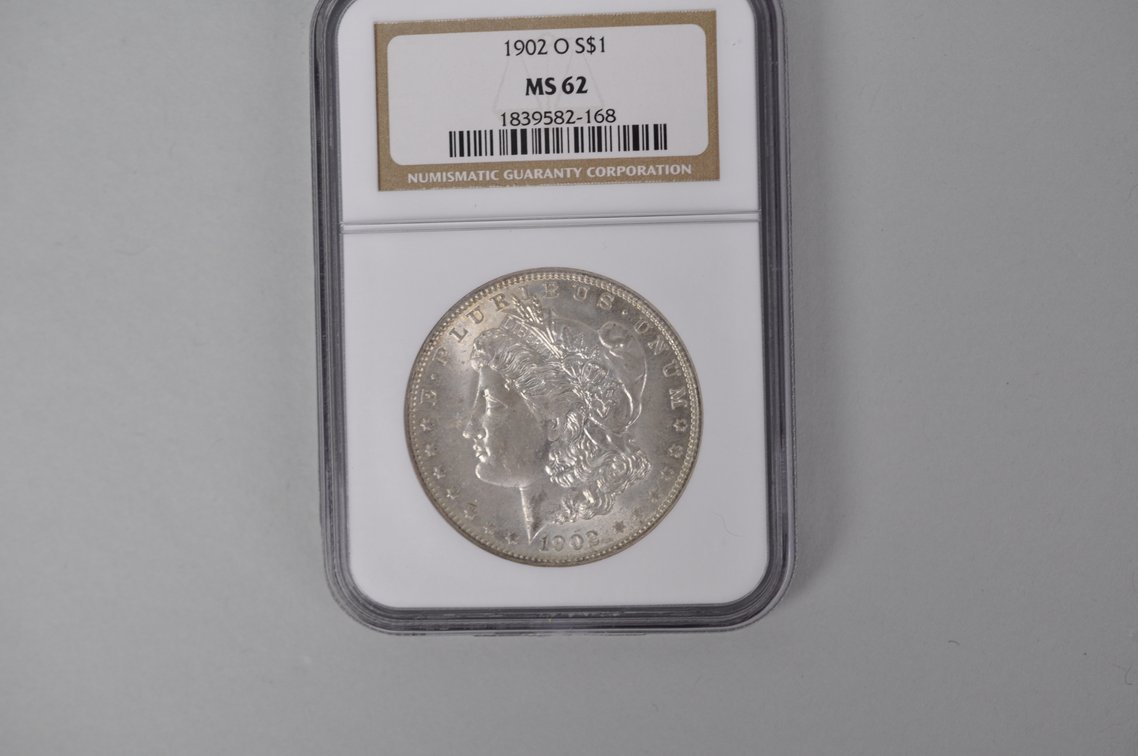 Graded and Slabbed Mint Condition 1902 Morgan Silver Dollar, photo 2 of 4