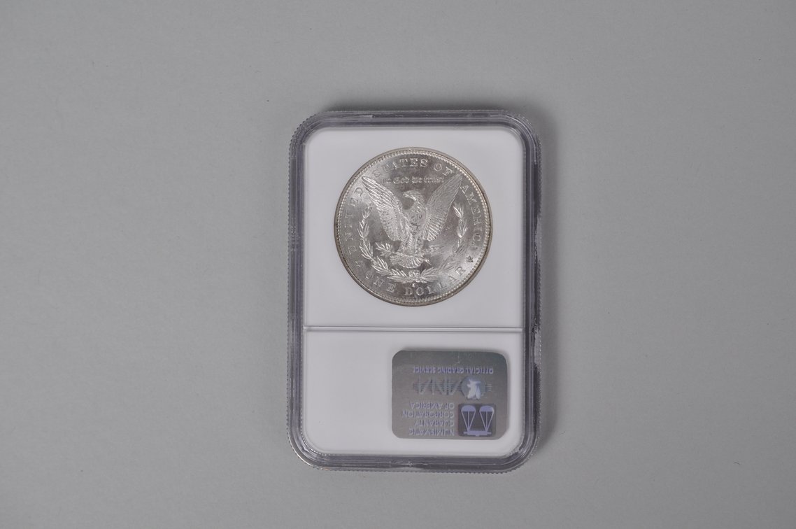 Graded and Slabbed Mint Condition 1881 Morgan Silver Dollar, photo 4 of 5