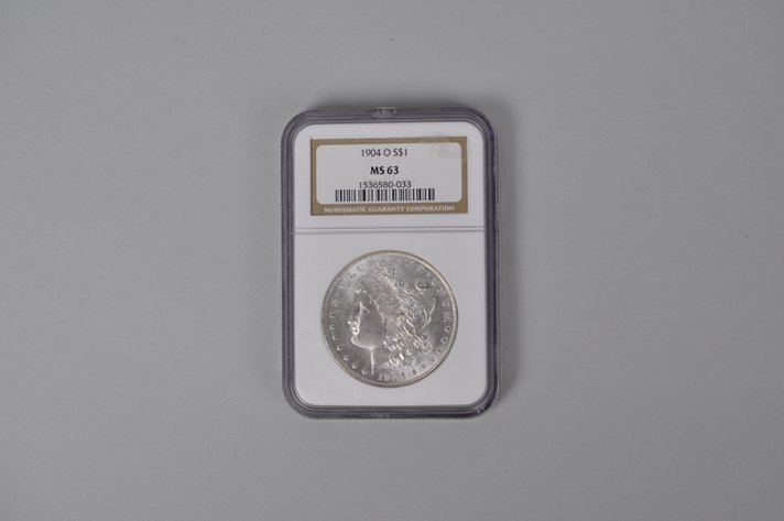 Graded and Slabbed Mint Condition 1904 Morgan Silver Dollar