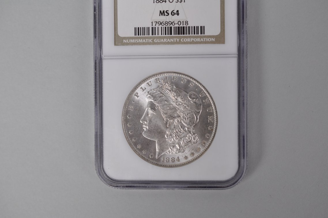 Graded and Slabbed Mint Condition Morgan Silver Dollar, photo 2 of 6