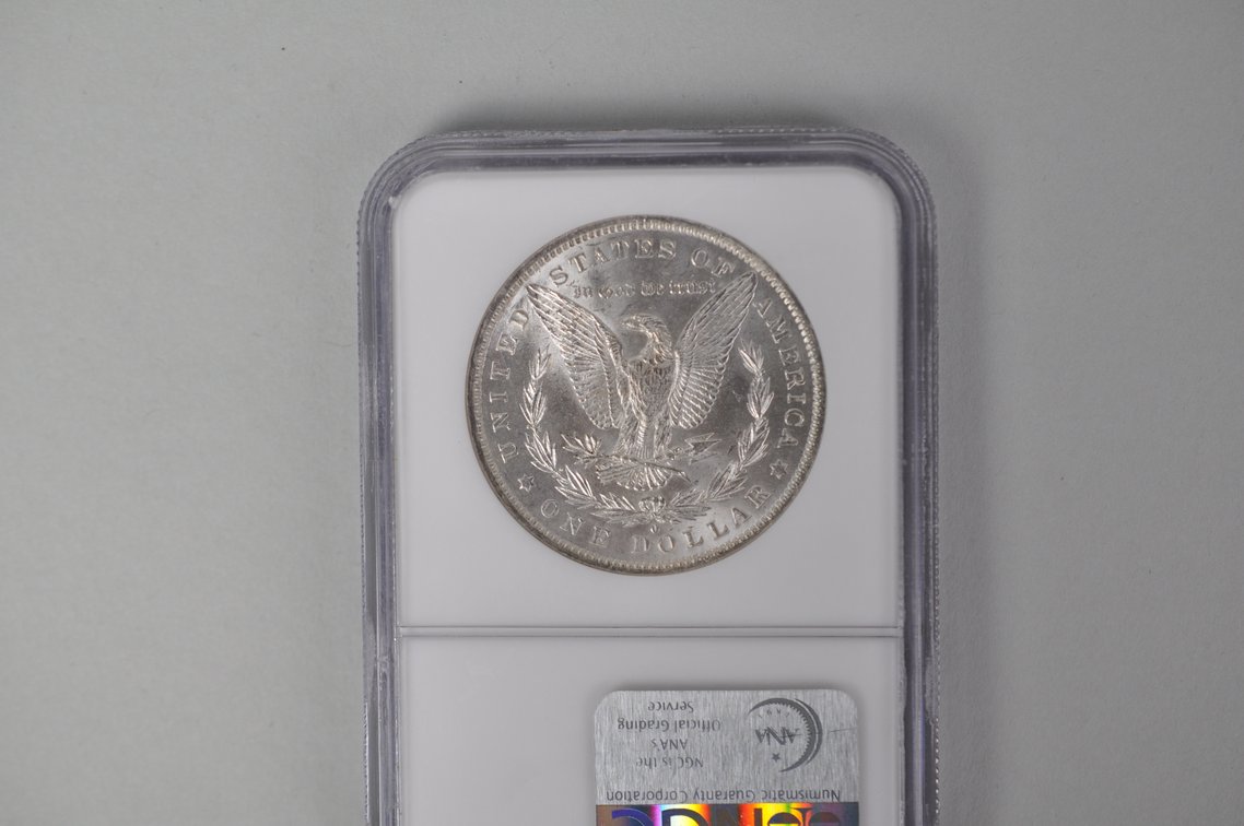 Graded and Slabbed Mint Condition Morgan Silver Dollar, photo 5 of 6