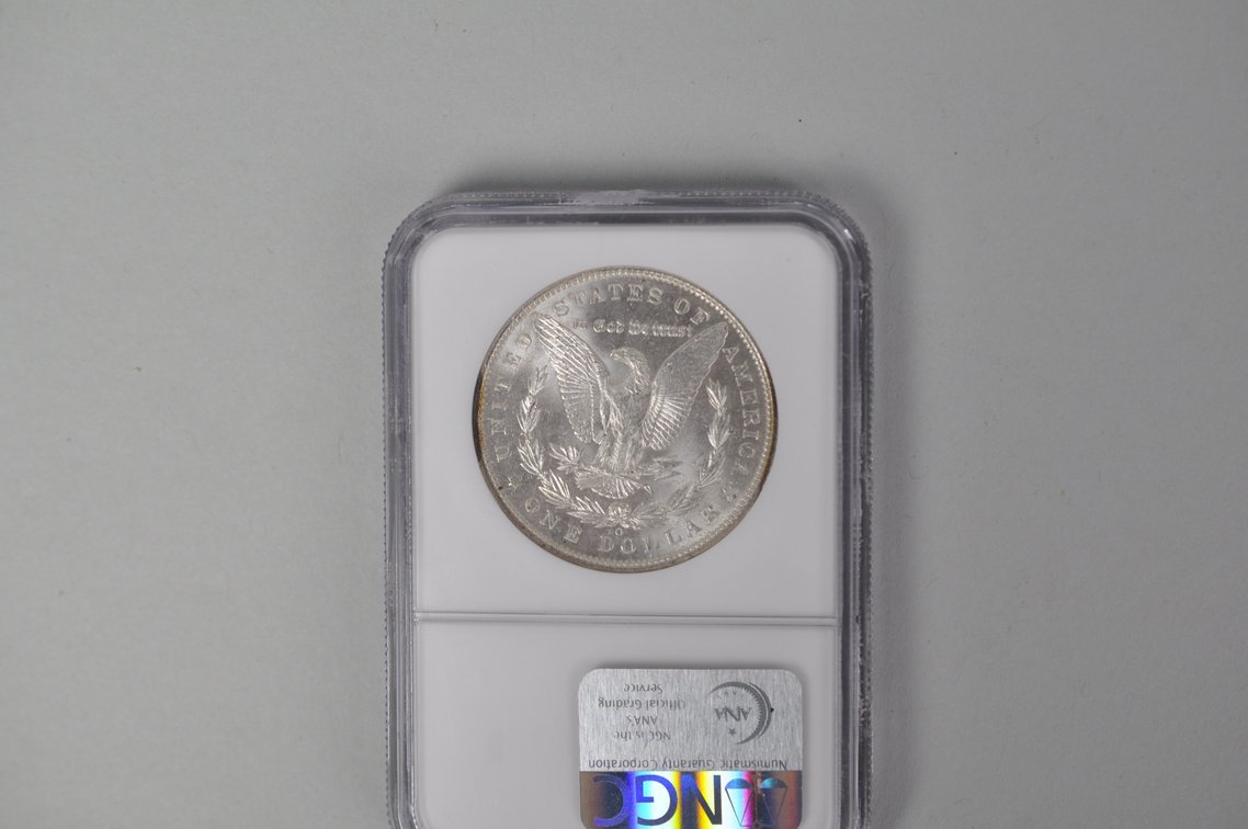 Graded and Slabbed Mint Condition Morgan Silver Dollar, photo 5 of 6