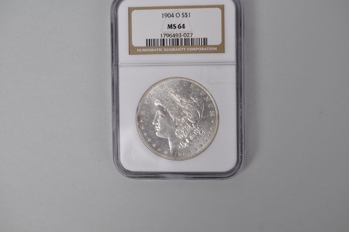 Graded and Slabbed Mint Condition Morgan Silver Dollar, photo 2 of 6