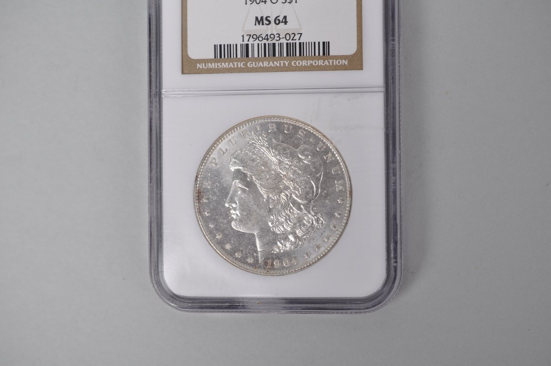 Graded and Slabbed Mint Condition Morgan Silver Dollar, photo 3 of 6