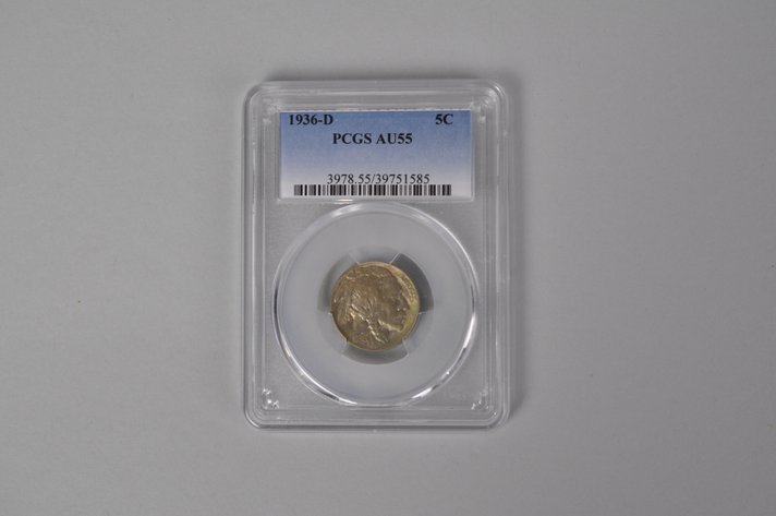 Graded  1936D Nickel PCGS AU55
