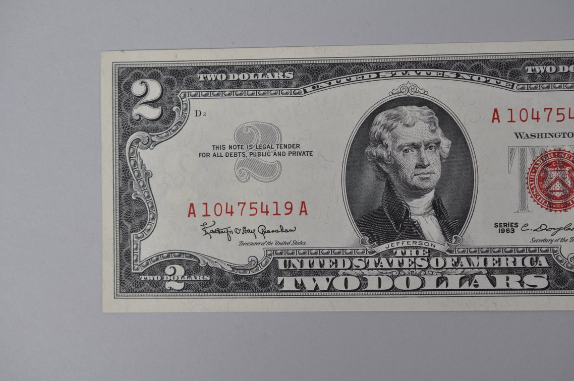 Silver Certificate Red Seal Note 1963 $2, photo 2 of 3
