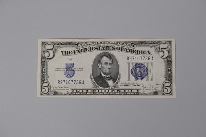 Silver Certificates 1934D Blue Seal $5