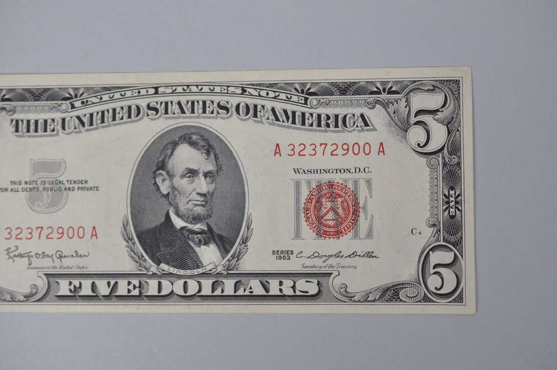 Silver Certificate 1963 Red Seal $5, photo 3 of 6
