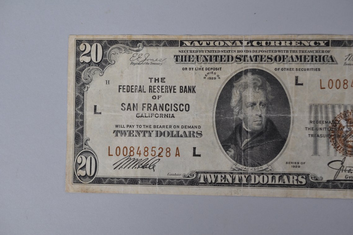 Silver Certificate1929 Brown Seal $20, photo 2 of 6