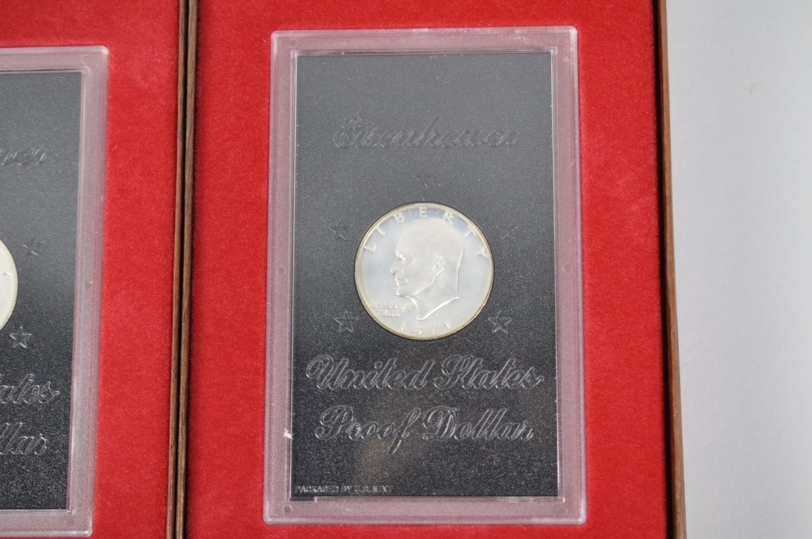 Ike Proof Dollars in Brown US Mint Cases from 1971, photo 7 of 11